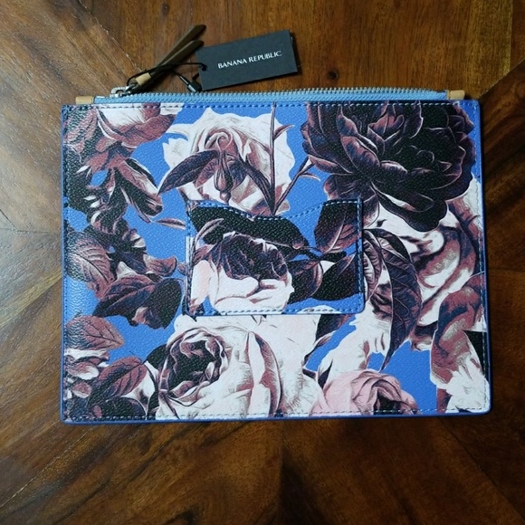 BANANA REPUBLIC   FLORAL ZIP POUCH CLUTCH HANDBAG - Picture 1 of 3