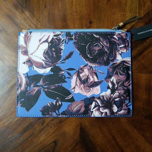 BANANA REPUBLIC   FLORAL ZIP POUCH CLUTCH HANDBAG - Picture 2 of 3