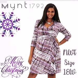 MYNT 1792 purple plaid wrap dress Size 18W