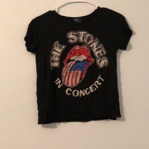 A black Rolling Stones T-shirt