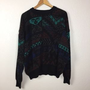 Vintage Boulevard Printed Crew Neck Knit Pullover