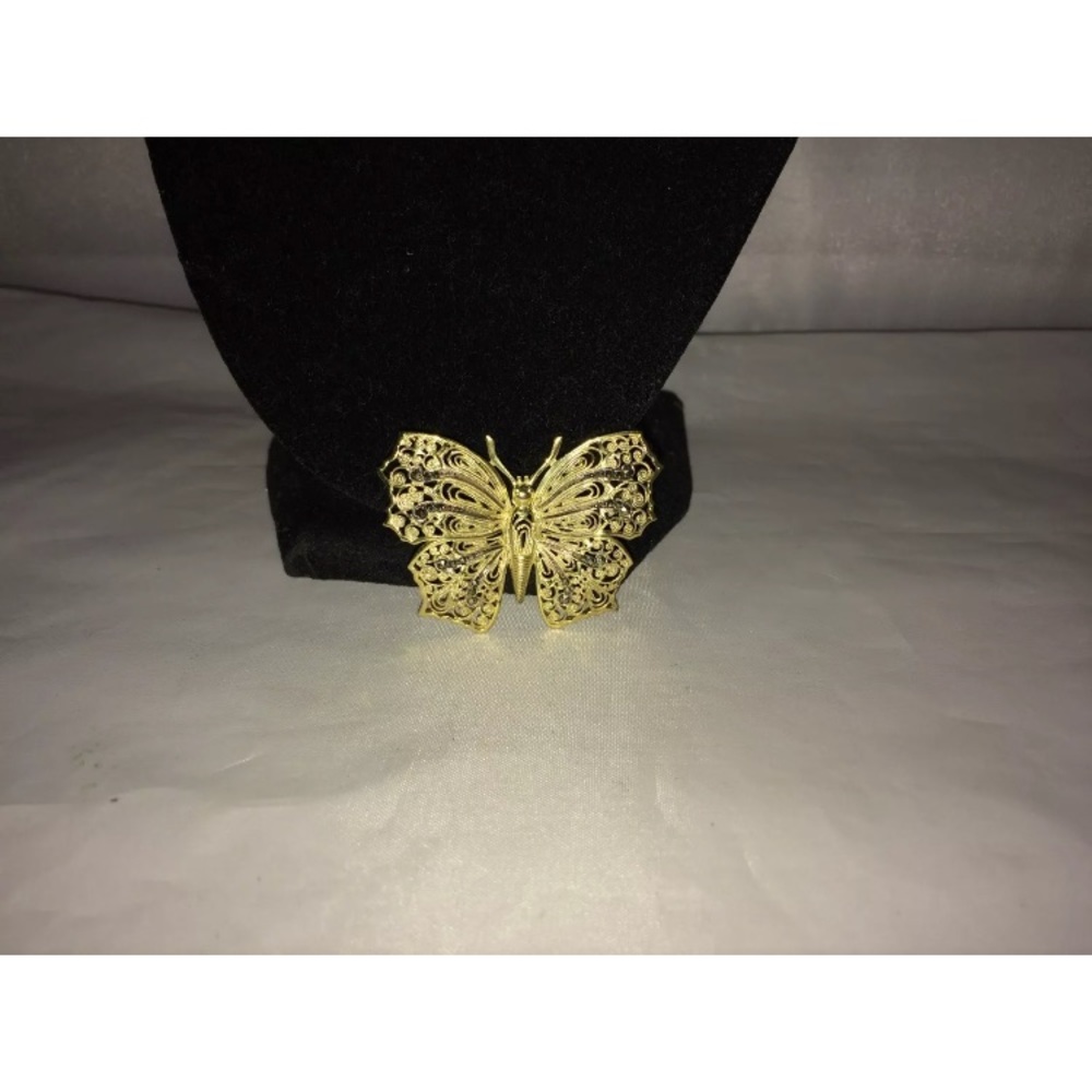 Vtg. Alice Caviness Filigree Butterfly Brooch