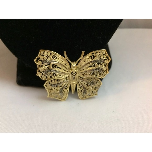 Vtg. Alice Caviness Filigree Butterfly Brooch - Picture 3 of 7