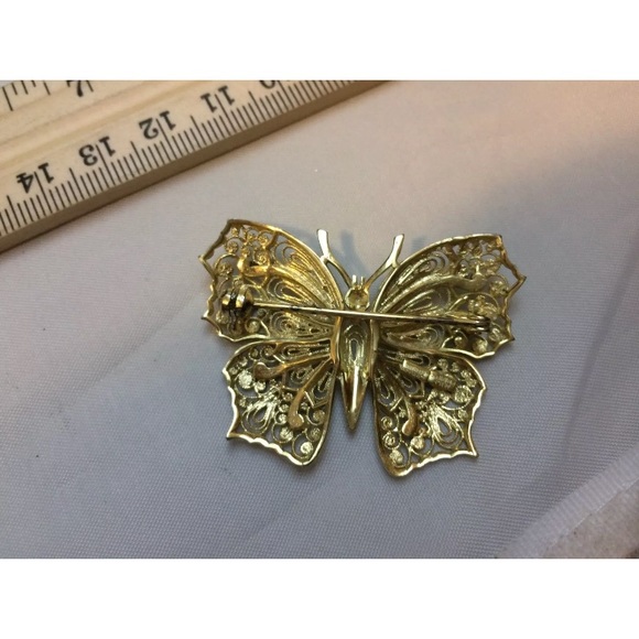 Vtg. Alice Caviness Filigree Butterfly Brooch - Picture 6 of 7