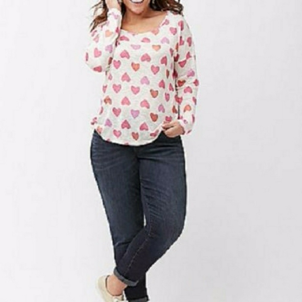 Lane Bryant Metallic Heart Print Top Size 26/28