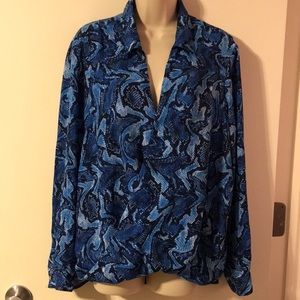 EUC Michael Kors blue high-low blouse. Sz 14.