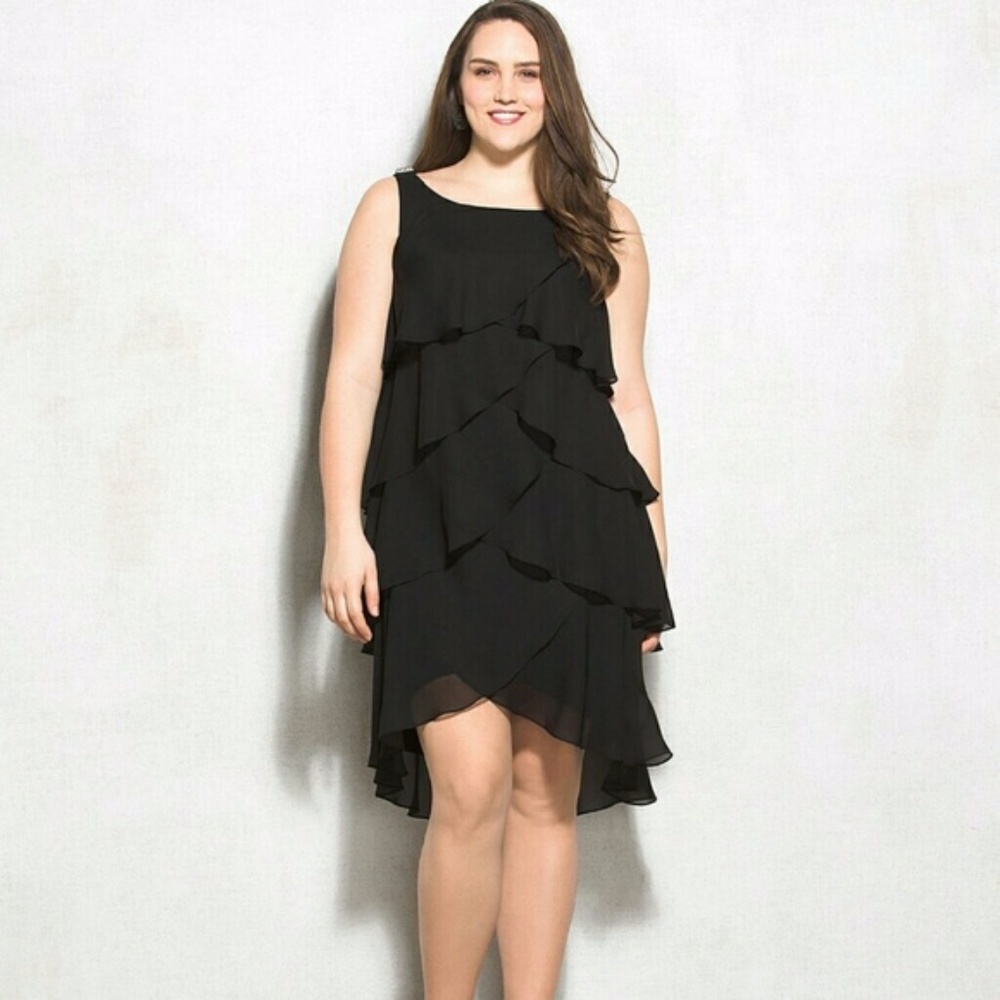 Dress Barn Tiered Black Evening Dress