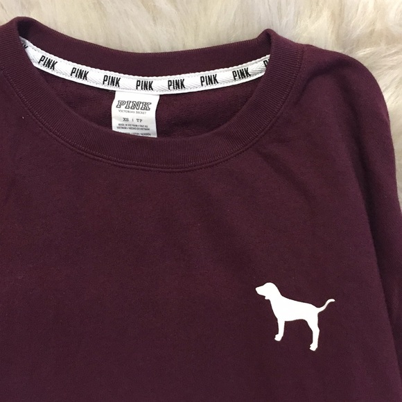 PINK Maroon Crew Neck Pullover - Picture 2 of 3