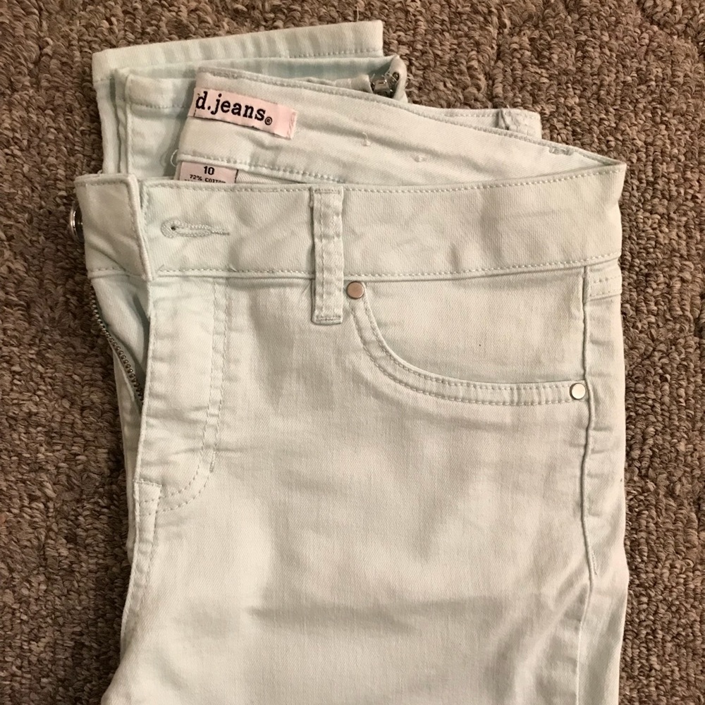 Light teal skinny jeans