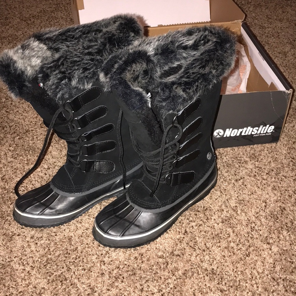 Northside KATHMANDU Suede Leather Rain Boot Onyx