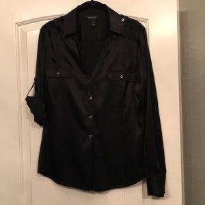 White House Black Market Black Silk button down