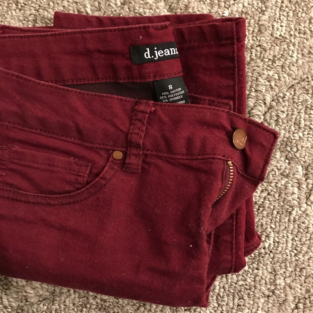 Burgundy skinny jeans