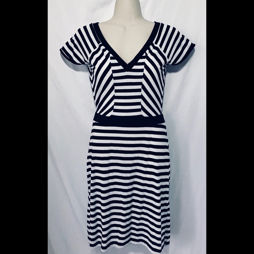 Super sexy black & white striped dress cutout back