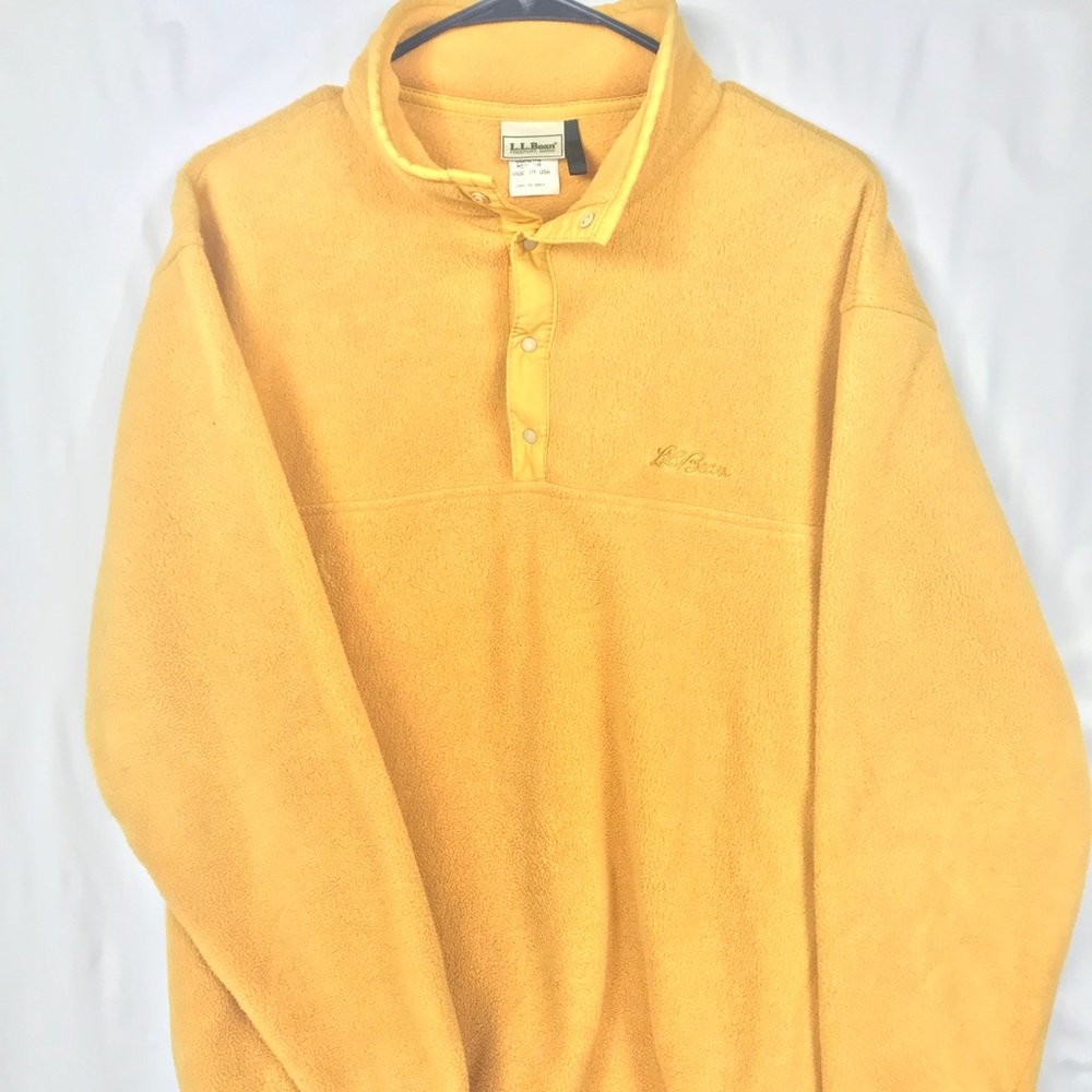 LL Bean Fleece Vintage Jacket Yellow Men's Sz Med