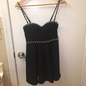 Tobi gold chained black dress