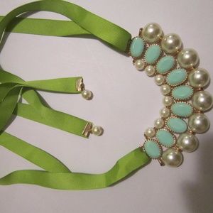 Ribbon, Bead, and Pearl Necklace