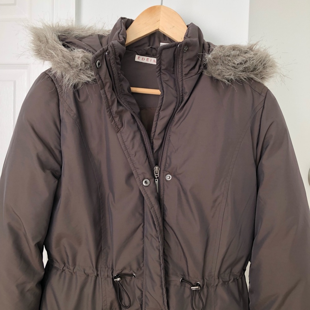 Parka With Faux Fur Trim