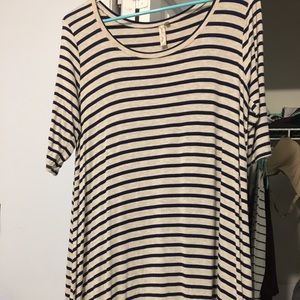 Blue and white striped dress