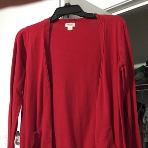 Red cardigan