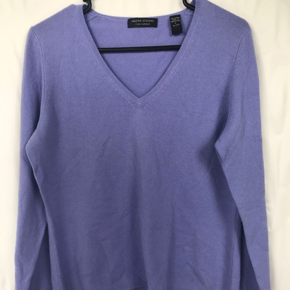 Valerie Stevens Blue 100% Cashmere Sweater Size L