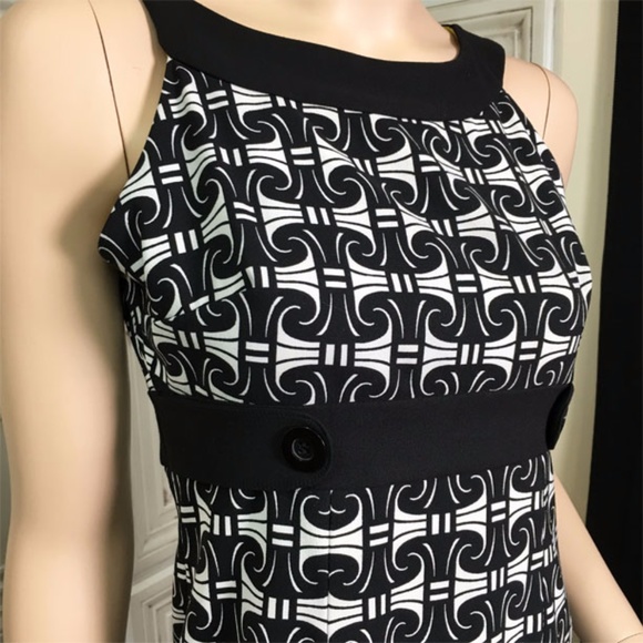 Size 6 Black and White High Waisted Sheath Dress - Picture 1 of 8