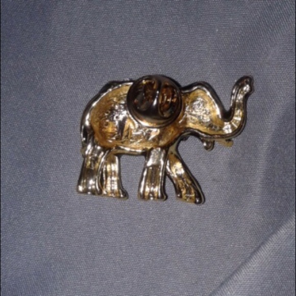 VTG Black Enamel Rhinestone Elephant Brooch - Picture 3 of 4