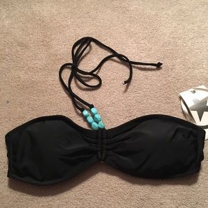 Black bikini top with turquoise stone halter