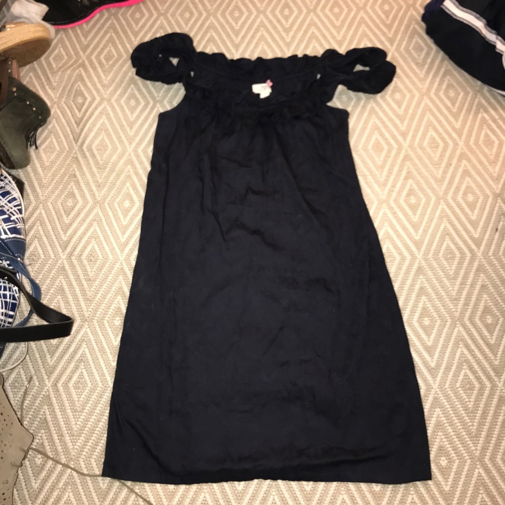 Ann Taylor Loft Navy Ruffle Dress