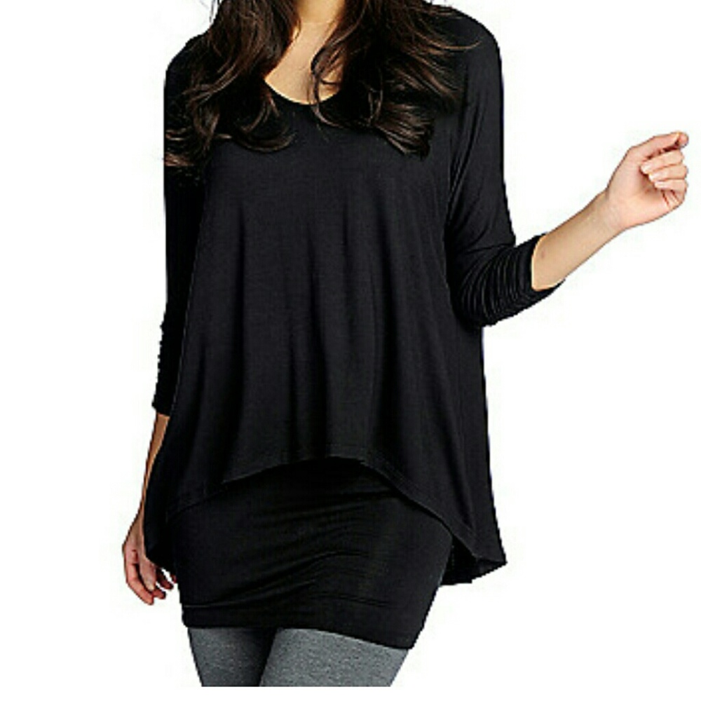 3/4 Sleeved Hi-Lo Tunic w/ Attached Tank Top