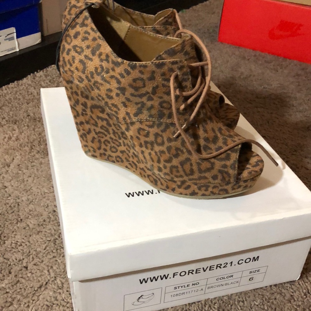 Cheetah lace up wedges