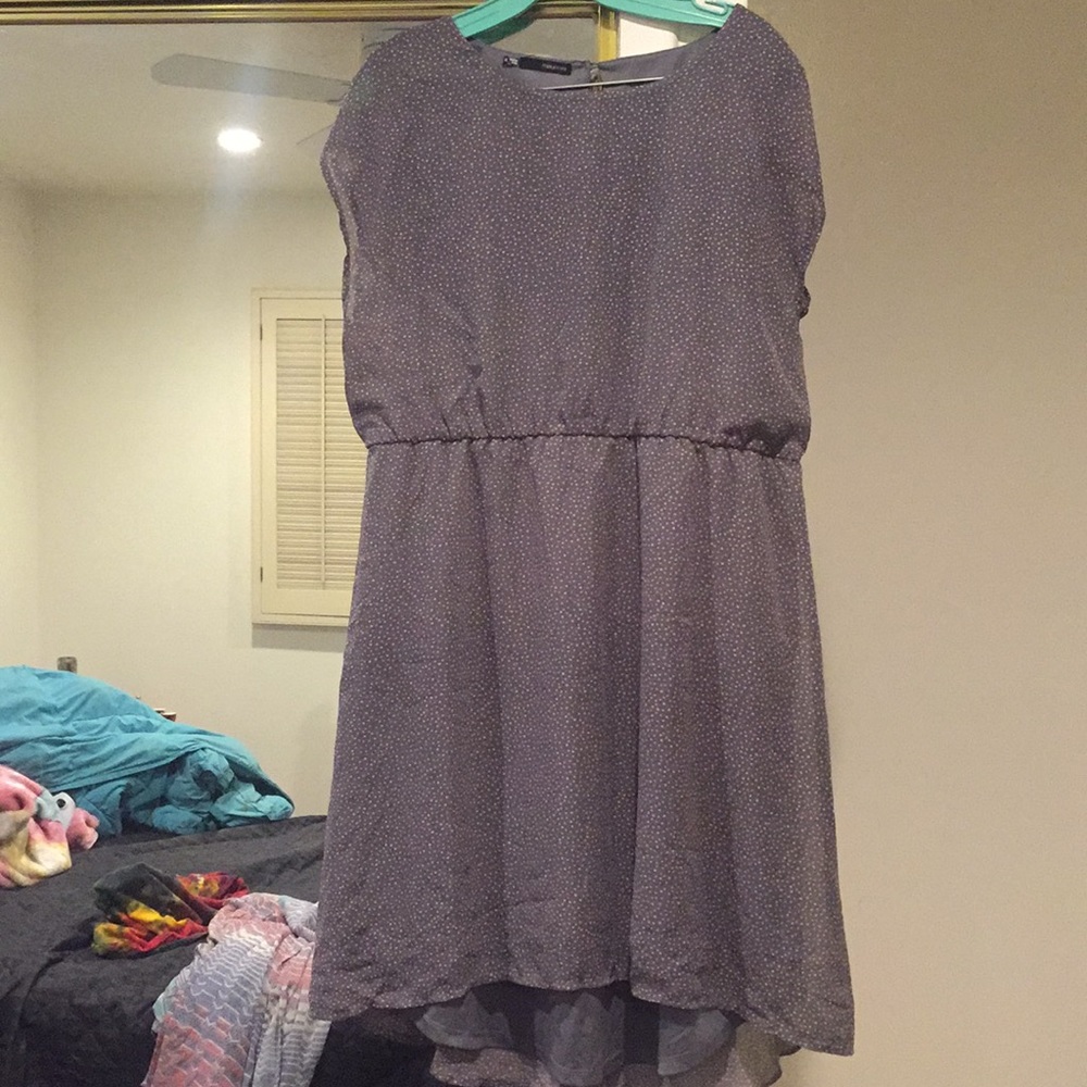 Grey dress with pink polka dots