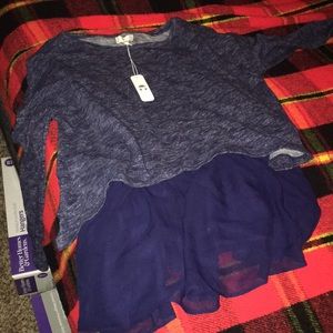 Charming charlie navy sm flutter crop top w lining