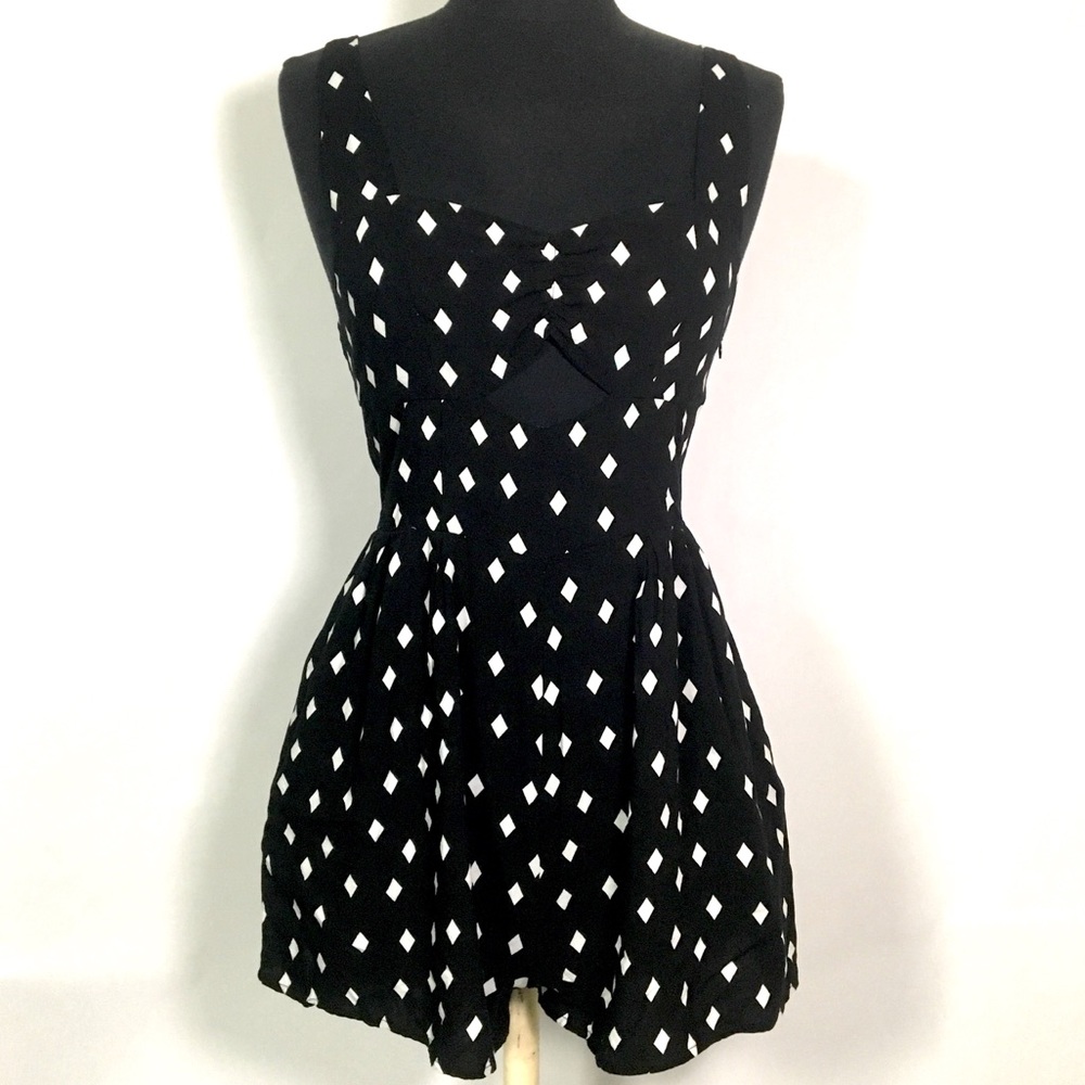 Material Girl Size M Rayon Romper Pockets Cut Out