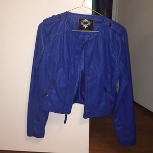 Faux Leather Jacket Blue