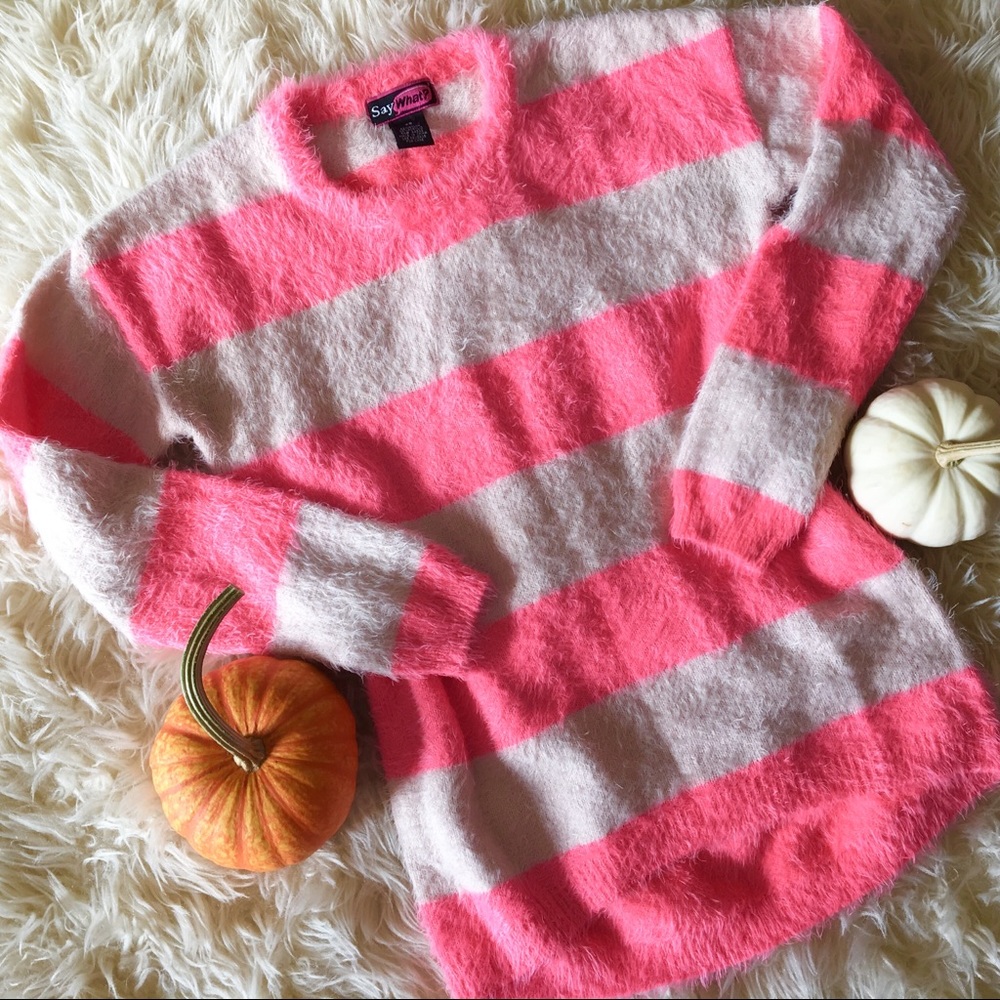 Pink & White Striped Sweater