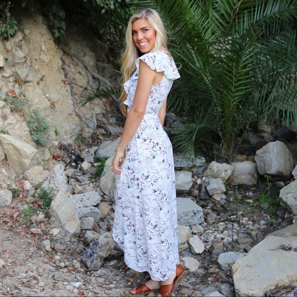 white floral wrap maxi dress - Picture 2 of 6
