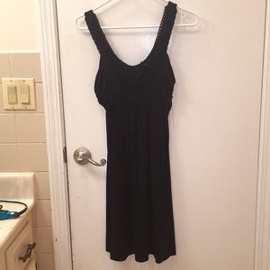 Black midi dress with flower detailing