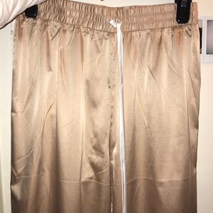 forever 21 champagne/gold silk joggers