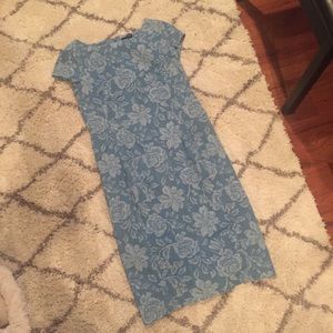 Floral denim chambray midi dress