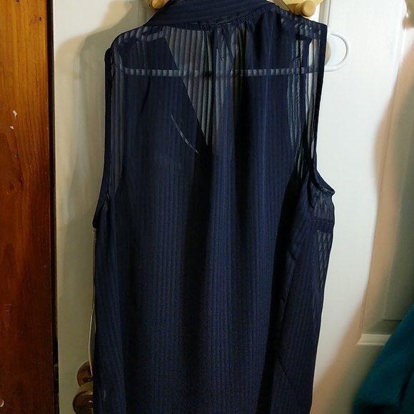 Navy Tie front blouse - Picture 4 of 5