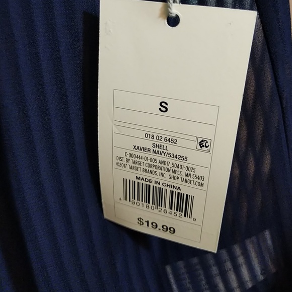 Navy Tie front blouse - Picture 5 of 5