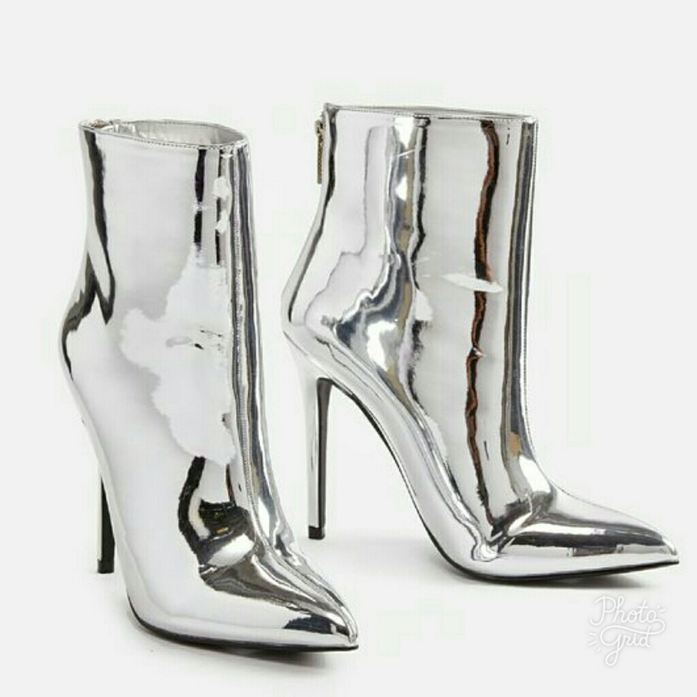 Silver Stiletto Heel Boot Size 8 & 9 - Picture 2 of 7