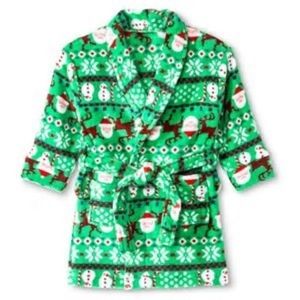 Kids Green Fleece Christmas Robe Size Med 7/8 NWT*