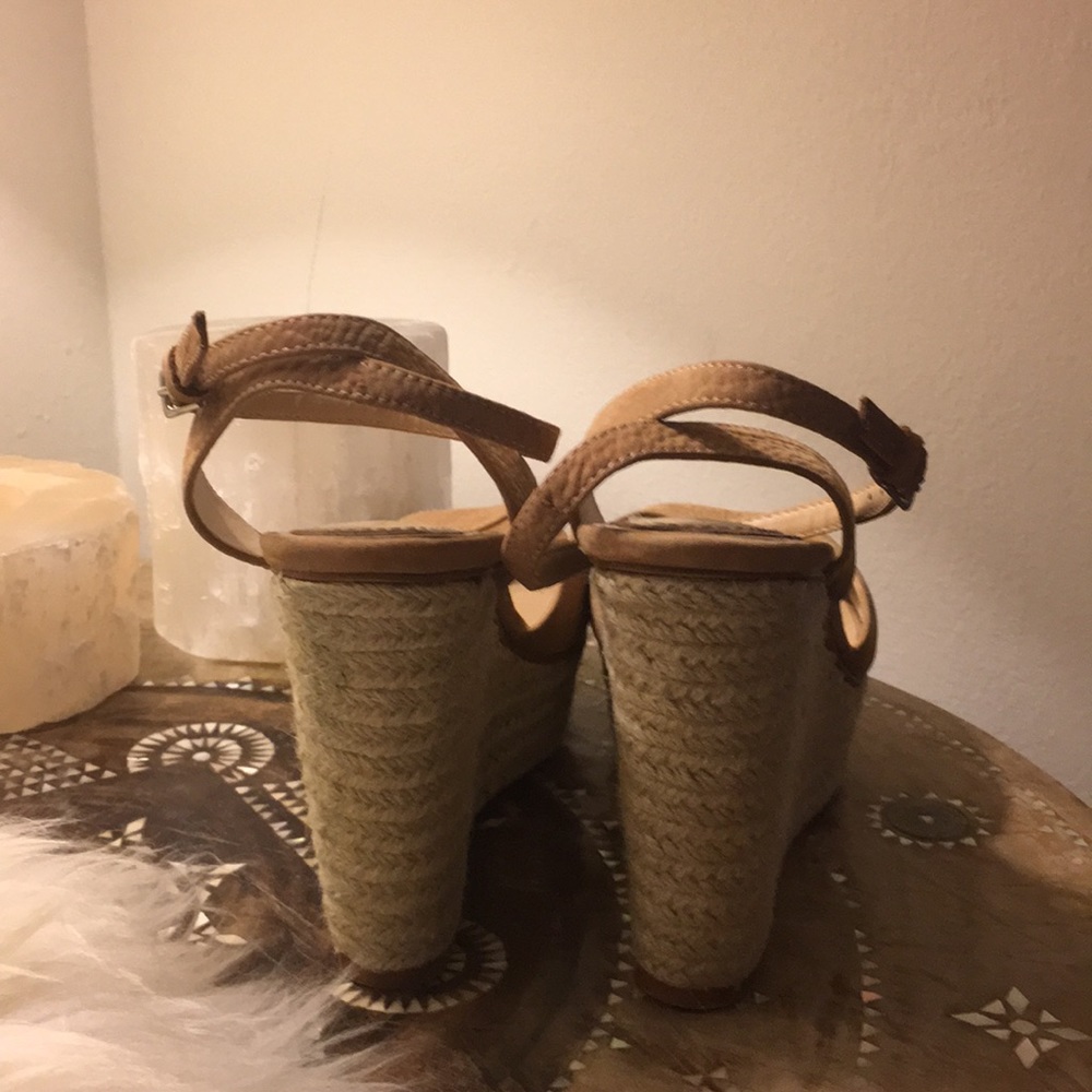 Zara Basic Tan Wedge Platforms - image 3