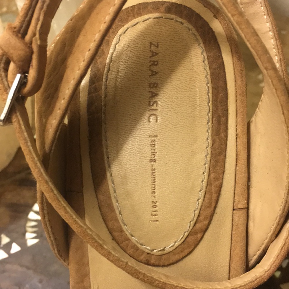 Zara Basic Tan Wedge Platforms - image 4