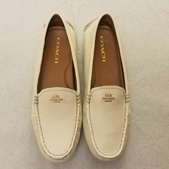 Coach Chalk Amber Leather Loafer Logo 7.5 Shoes - Picture 2 of 8