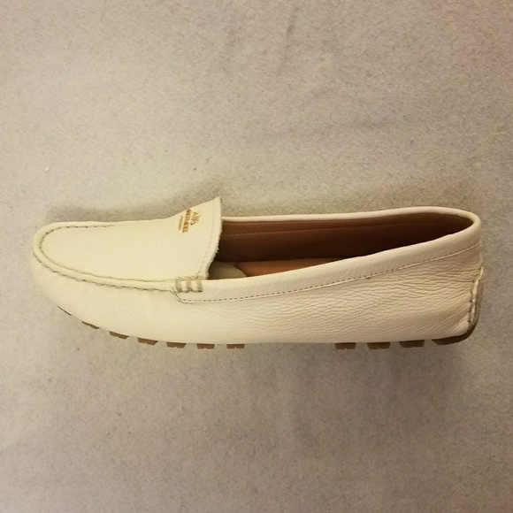 Coach Chalk Amber Leather Loafer Logo 7.5 Shoes - Picture 3 of 8