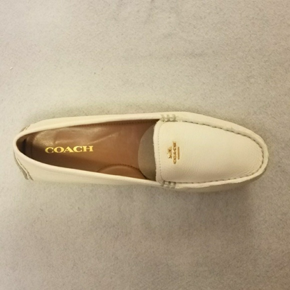 Coach Chalk Amber Leather Loafer Logo 7.5 Shoes - Picture 4 of 8