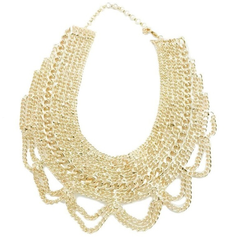 Pretty gold chain bib necklace