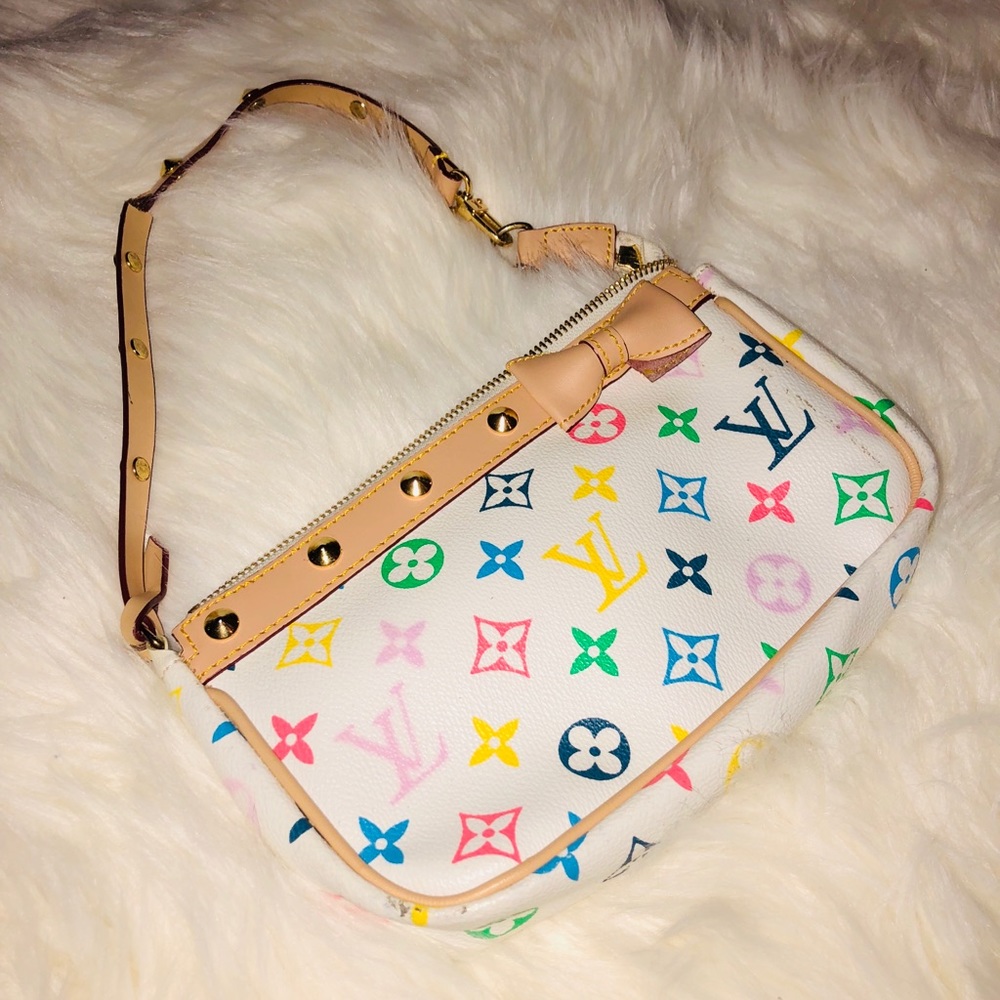 White & multicolor purse